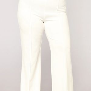 Fashion Nova gold belt cream wide leg pant